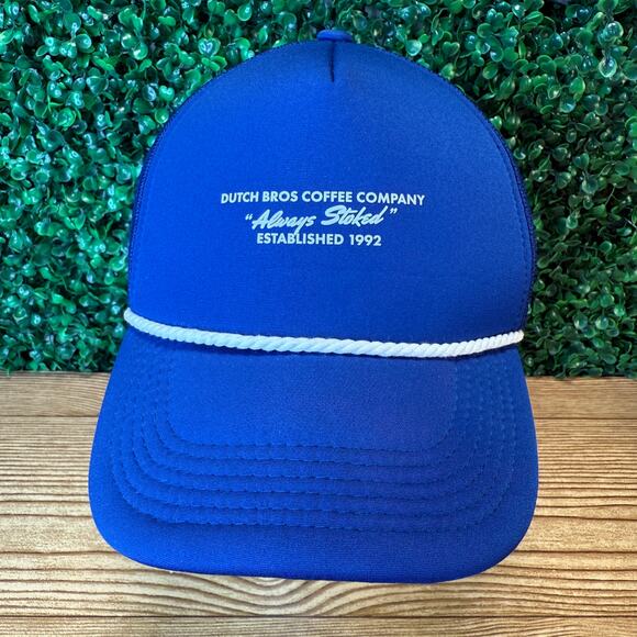 Dutch Bros Coffee Company "Always Stoked" Blue Snapback Rope Brim Trucker Hat - Picture 8 of 8